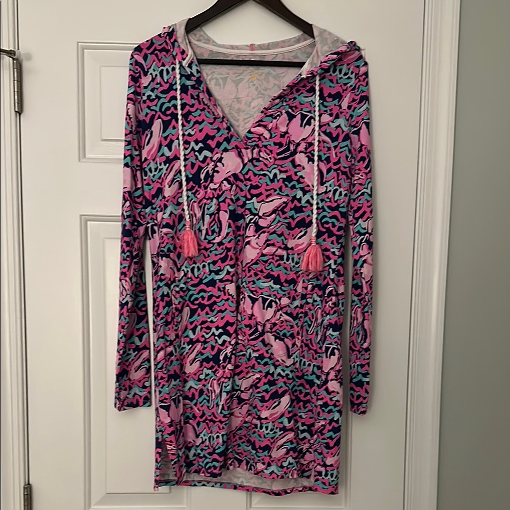Lilly Pulitzer Pink and Blue Hoodie Coverup